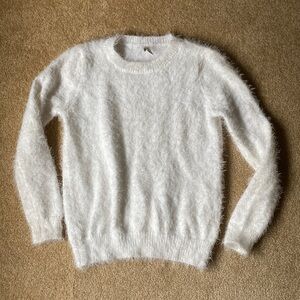 Mudd XS white furry plush winter sweater cozy soft fluffy